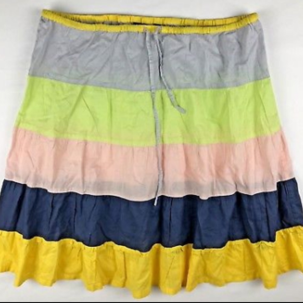 J Crew Tiered Multi-Colored Skirt Medium